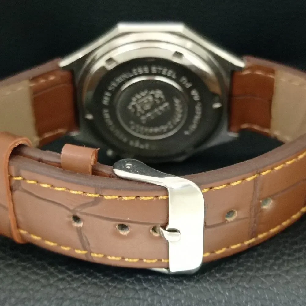 Vintage 1971 Orient Automatic Mens Silver Watch W/daydate & Patina accents